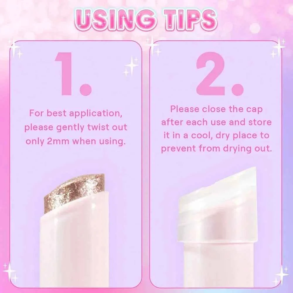 Blendable Lightweight Jelly Shimmer Highliighter Eyeshadow Stick Pearly Ultra-Sparkle Glow Crystal Jelly Glaze Blusher Stick