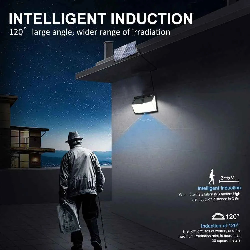 Outdoor 368/468 LED Solar Wall Light Motion Sensor Lights 3 Lighting Modes Solar Powered Garden Lights For Garden Lighting