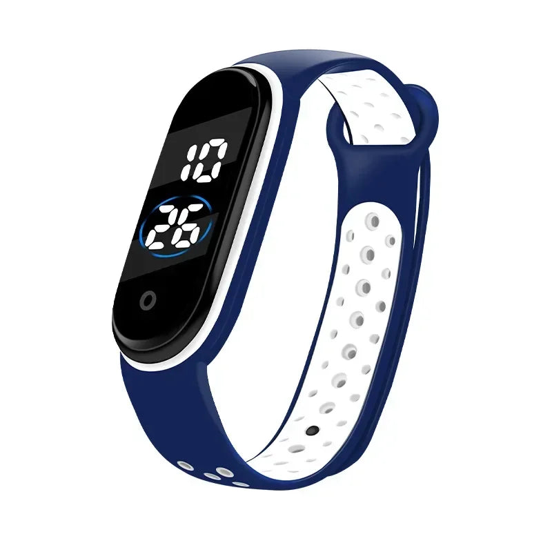 New Fashion Simple Sports Watch for Kids Children Waterproof Led Digital Watch Silicone Strap Teen Double Tone Color WristWatch - Qoraheyhub