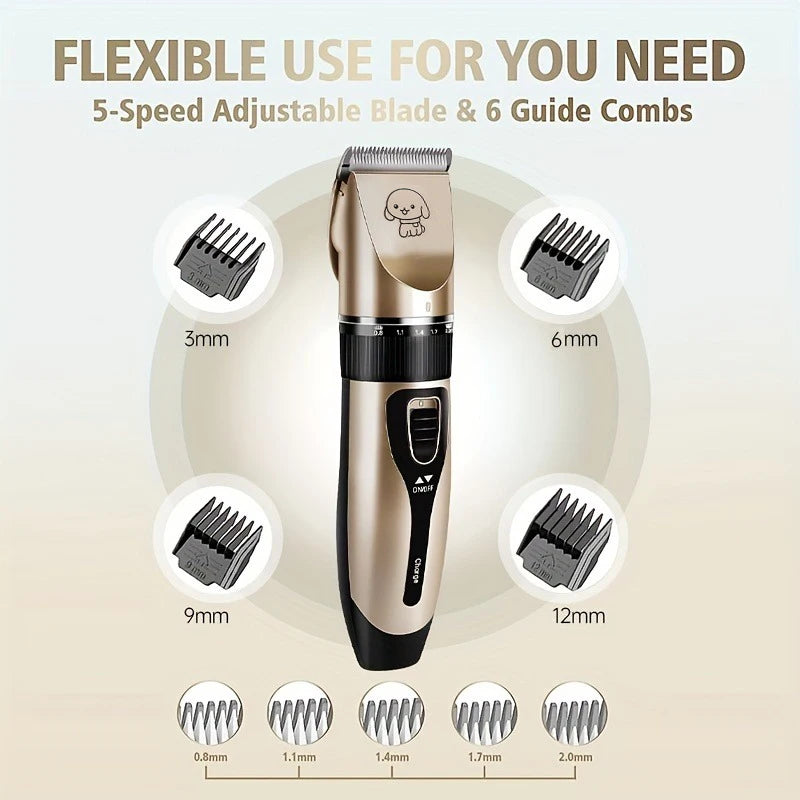Pet Hair Trimmer Kit Electric Precision Clippers Perfect for Professional Grooming at Home, Ideal for Dogs and Cats - Qoraheyhub