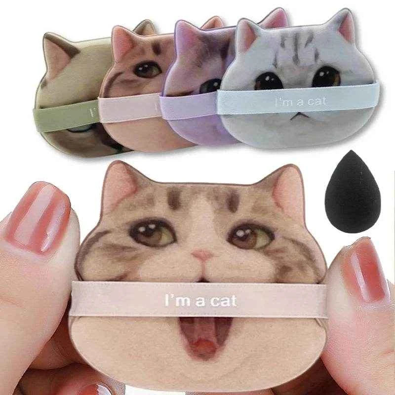 1/4pcs Kitty Air Cushion Powder Puff Cute Cat Cosmetic Puffs Hydrophilic Non-latex Facial Foundation Beauty Tool Dry Wet Makeup