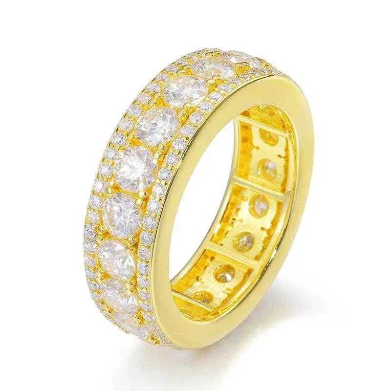 925 Sterling Silver Round 4mm Moissanite Ring Plating Yellow Color Men Women Wedding Bands