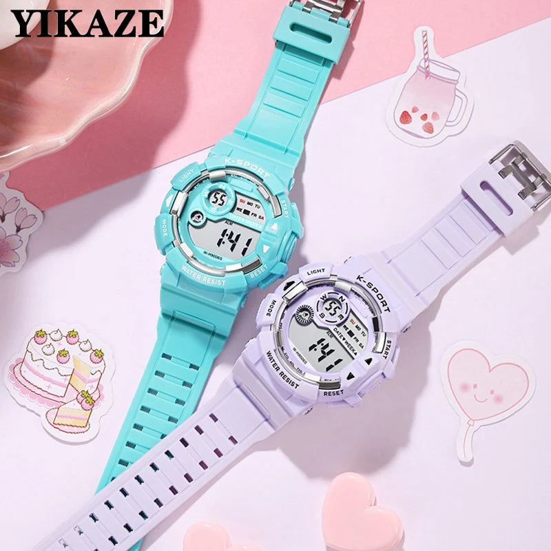 YIKAZE Kids Watches Fashion Luminous Waterproof Alarm Clock Watches Boys and Girls Student Smart Electronic Watch Gift - Qoraheyhub