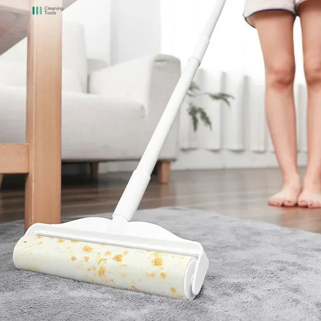 Long Handle Lint Roller Brush Pet Hair Remover Roller Retractable Dust Hair Roller Stick Tearable Clothes Bed Hair Removal Brush - Qoraheyhub