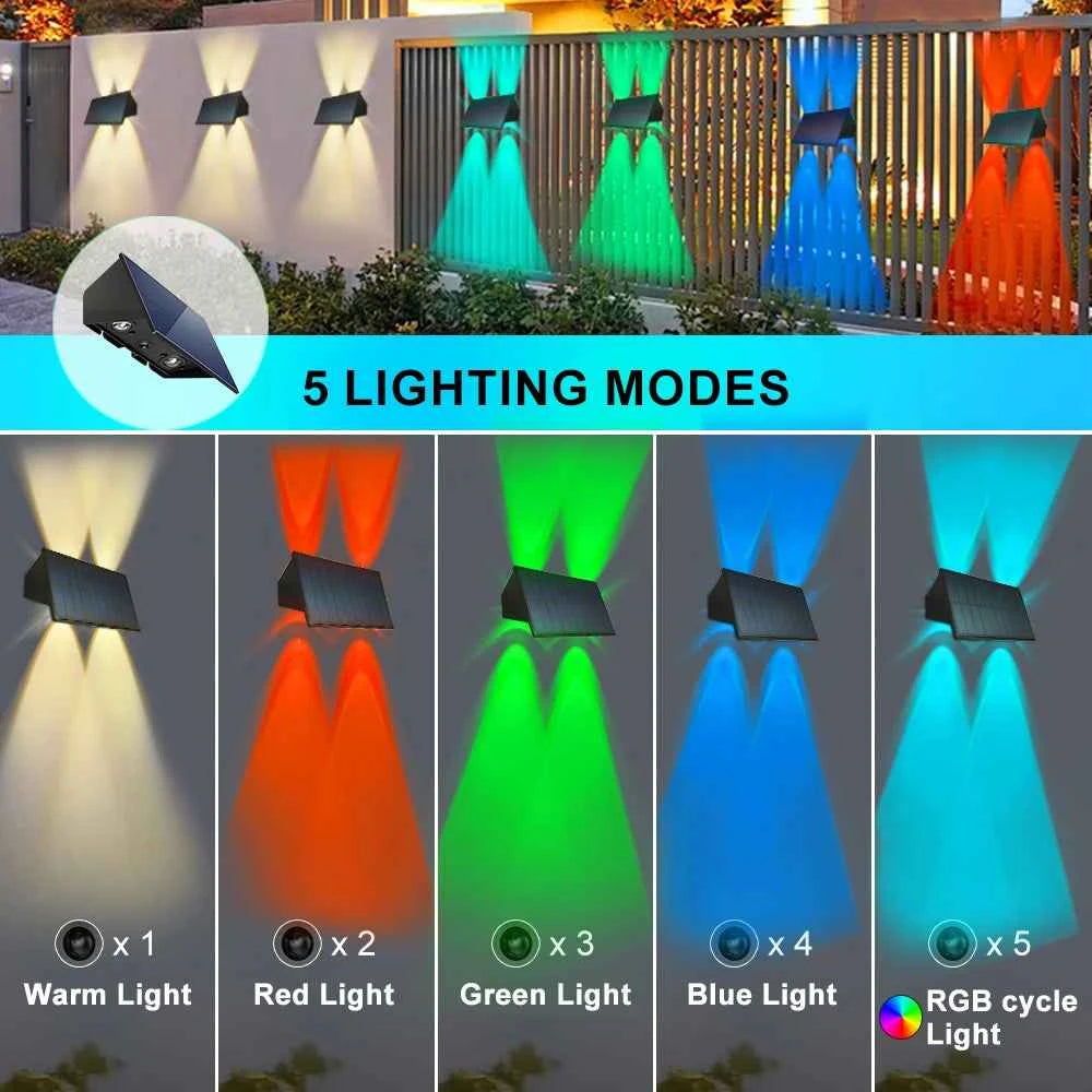 Outdoor Solar Wall Light 4/6LED IP65 Waterproof Fench Lamp Deck Decorative Spotlight Warm Light for Backyard Yard Garage Garden