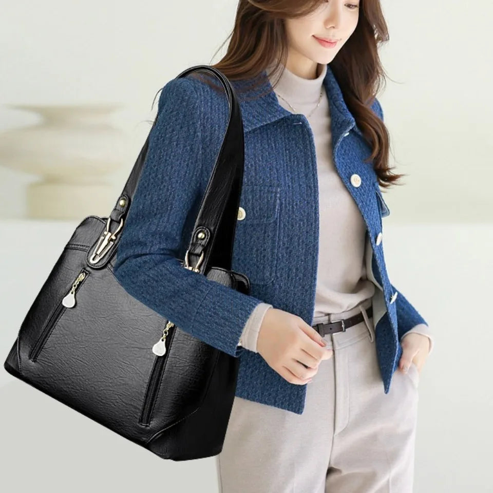 Genuine Brand Bark Pattern Leather Casual Tote A4 Large Luxury Handbags Women Bags Designer Shoulder Hand Bags for Women