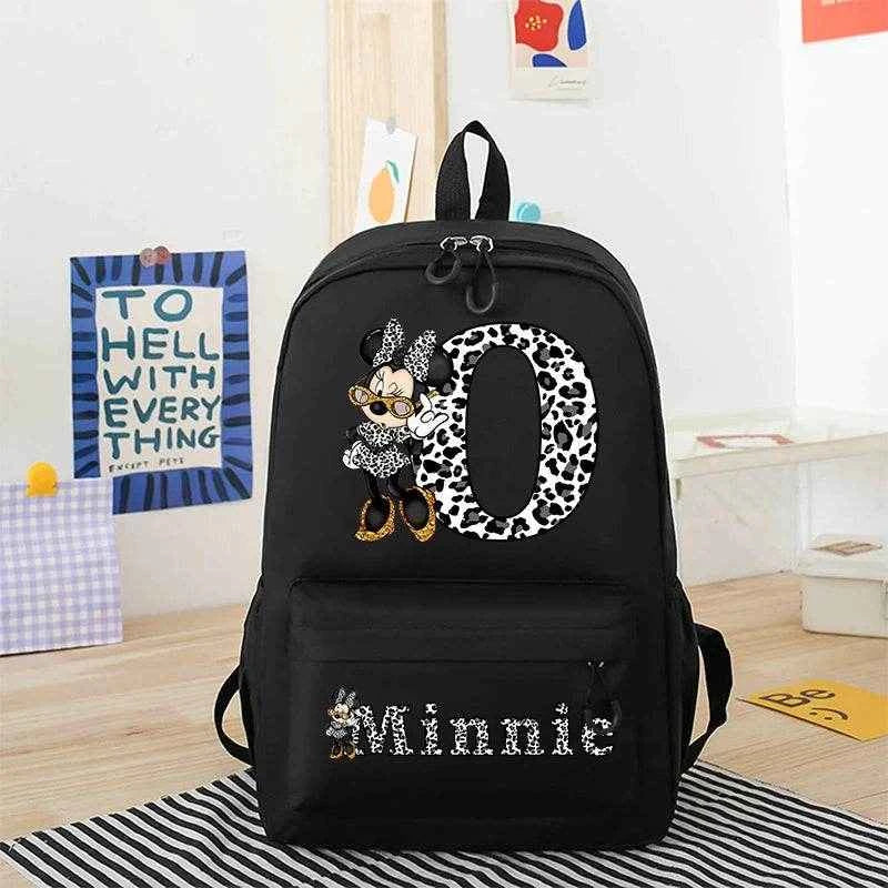 Minnie Mouse Disney Girls Boys Cartoon Backpack Anime Knapsack Breathable Student Schoolbag Wear Resistant Canvas Bag Kids Gifts