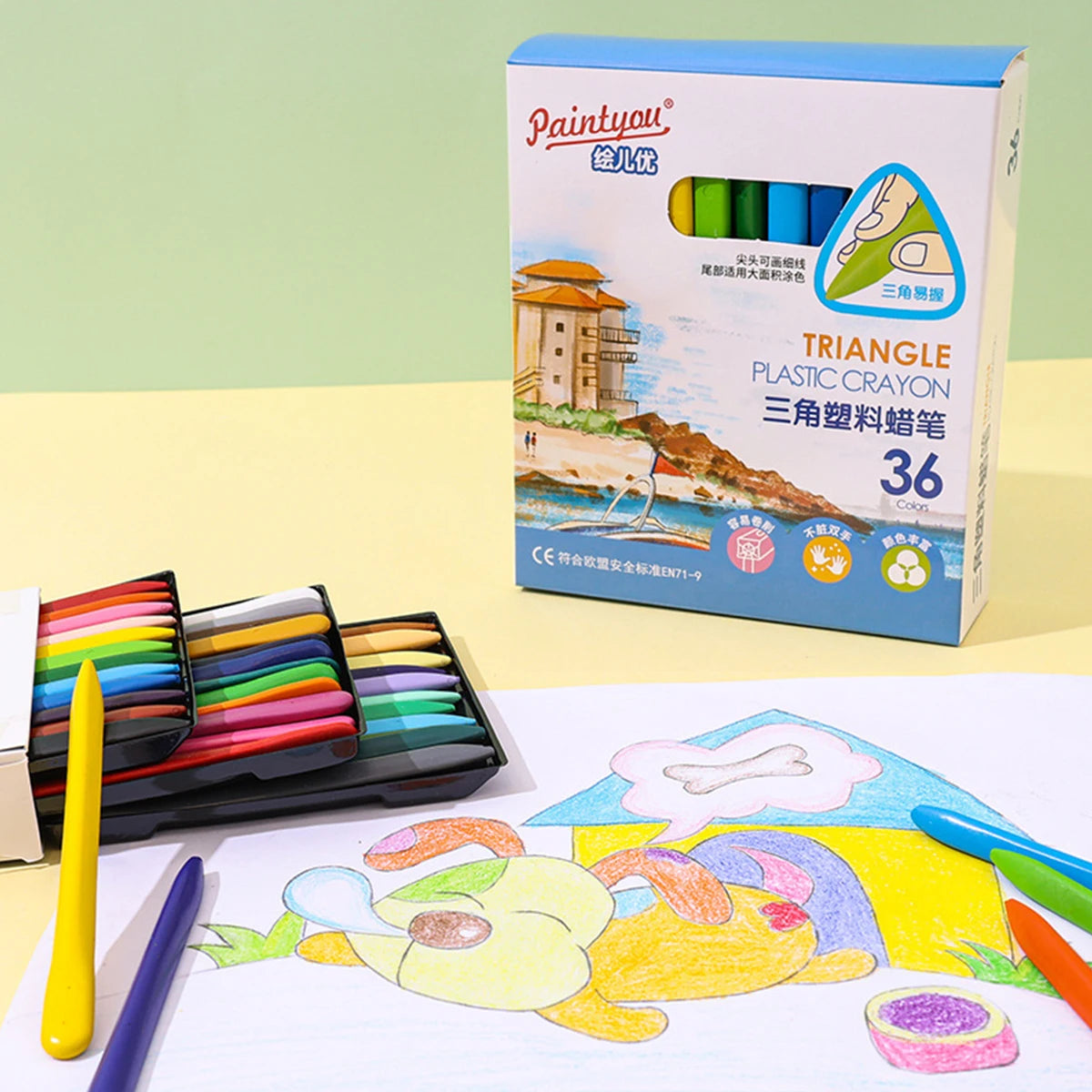 12/18/24/36 Colors Non-dirty Hand Plastic Crayons Washable and Erasable Color Crayons Children’s Painting School Office Supplies - Qoraheyhub