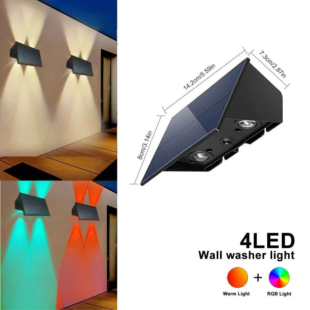 Outdoor Solar Wall Light 4/6LED IP65 Waterproof Fench Lamp Deck Decorative Spotlight Warm Light for Backyard Yard Garage Garden