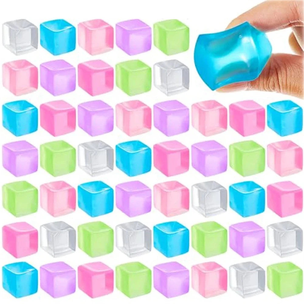 1/3/5/10 PCS Fidget Toy Mini Squishy Toys Ice Block Stress Ball Toy Kawaii Transparent Cube Square Stress Relief Squeeze Toy - Qoraheyhub