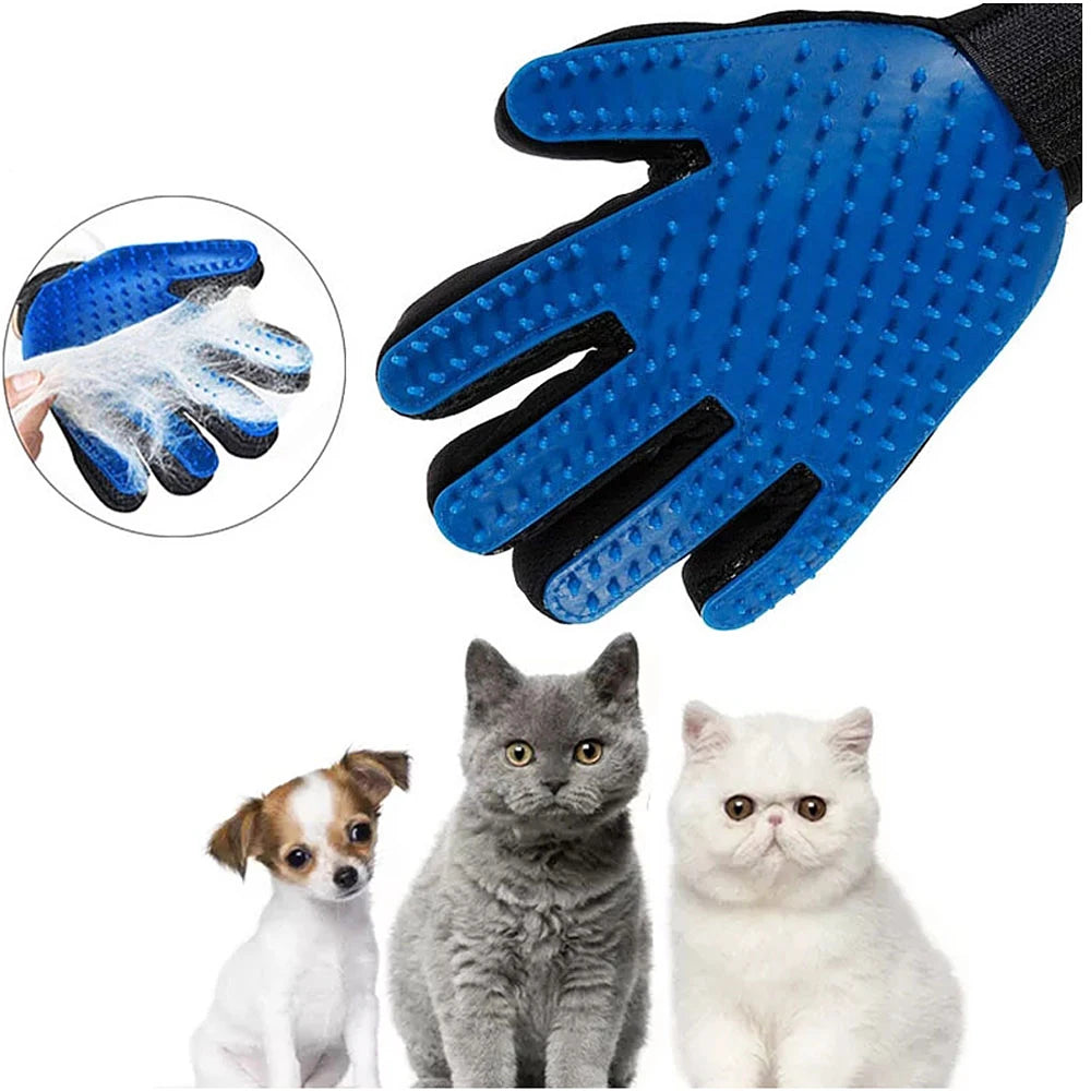 Pet Hair Remover Gloves Cat Dog Massage Bathing Cleaning Grooming Supplies Silicone Hair Sticking Removal Brush - Qoraheyhub