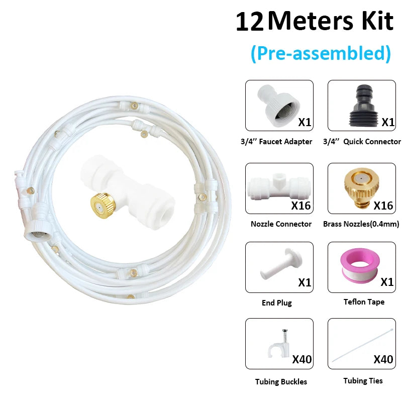 6/9/12/15/18m Outdoor Cooling Patio Misting System Fan Cooler Water Mist Gardenhouse Spray Hot fog misting system
