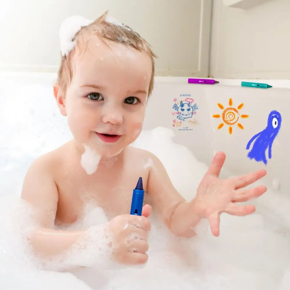 6Pcs Creative Erasable Bathroom Crayon Washable Multicolor Graffiti Toy Educational Toy Cognitive Floating Toy - Qoraheyhub