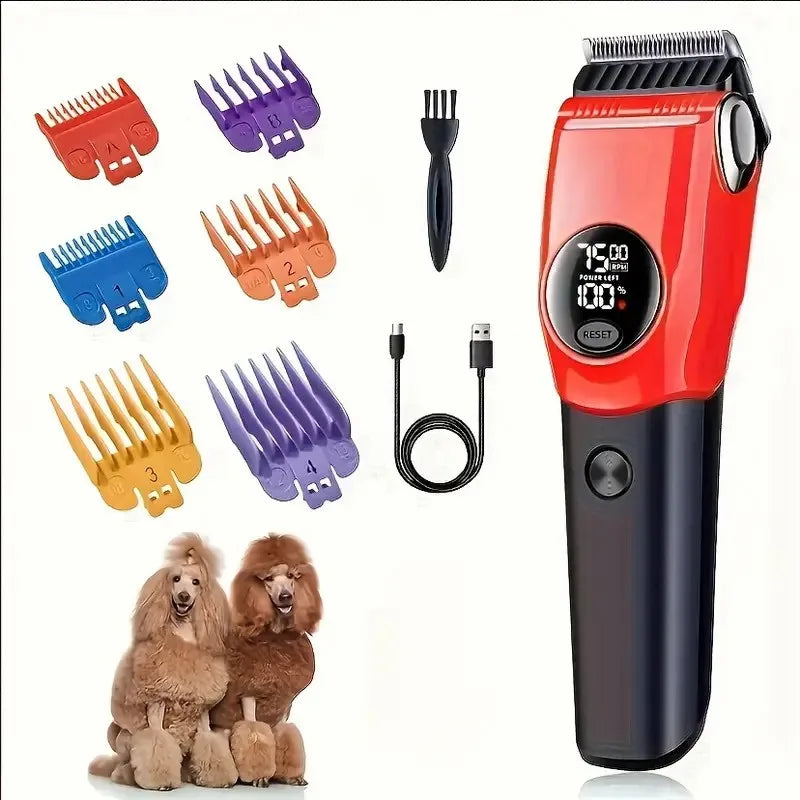 Pet Clipper Professional Dog Hair Trimmer Cat Grooming Shaver 7500/min LED suitable for large, medium, and small pets Trimmers - Qoraheyhub