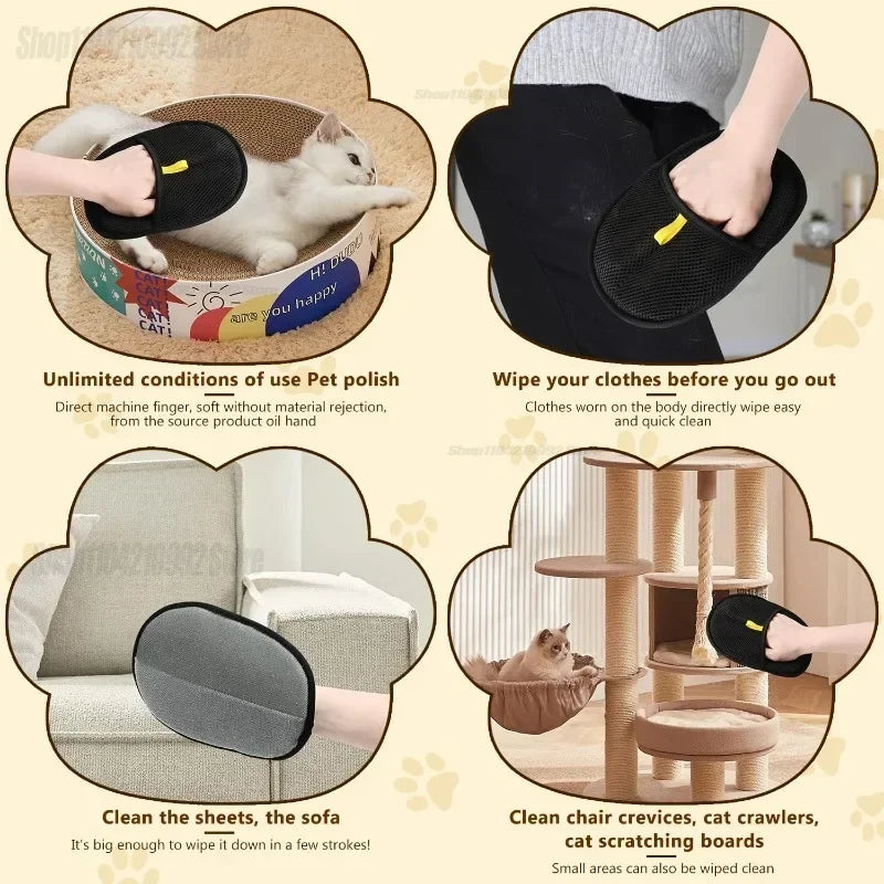 Soft Grooming Gloves Pet Hair Depilation Brushing Tools for Dog Cat Cleaning Efficient Brush Remover From Clothes Carpet - Qoraheyhub