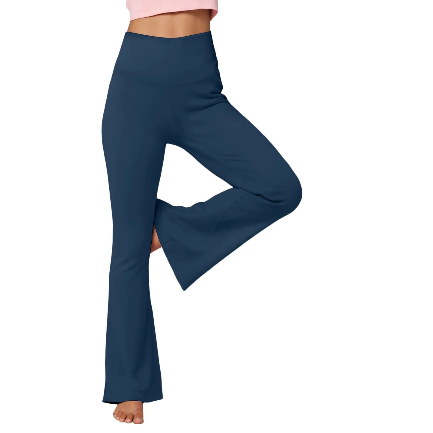 Flare Leggings For Women Low Rise Fold Over Flared Yoga Pants Slim Bootcut Leggings Ladies Comfy Workout Pants Pink Causal - Qoraheyhub