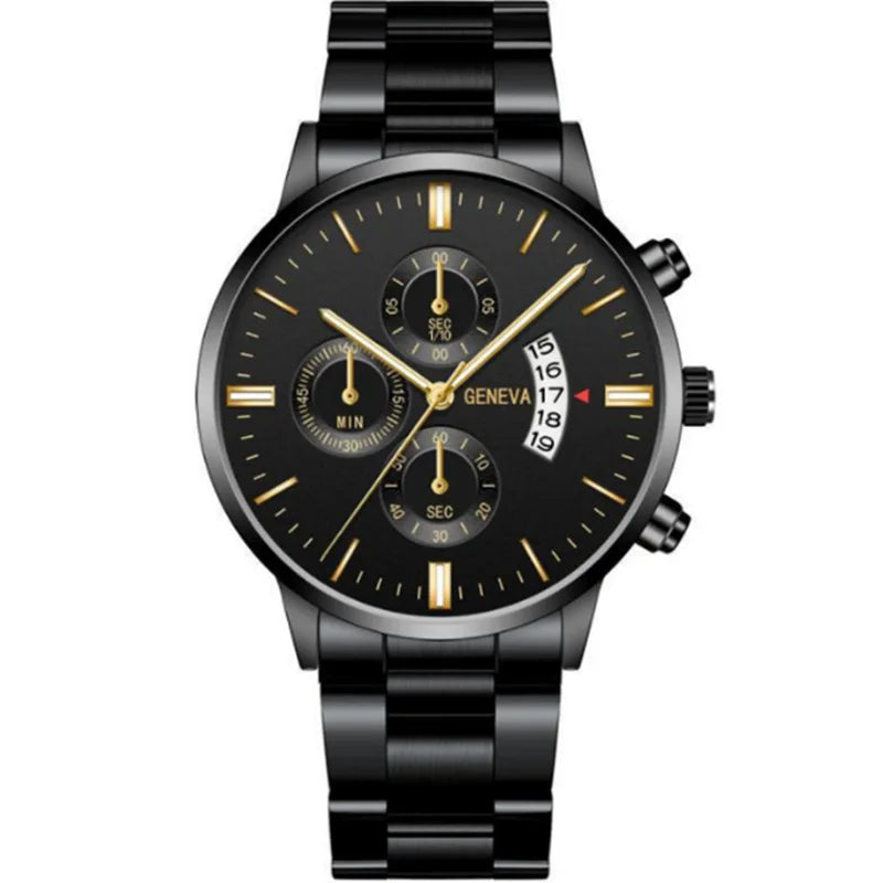 Fashion Men Stainless Steel Watch Luxury Calendar Quartz Wrist Watch Mens Business Watches for Man Clock Montre Homme - Qoraheyhub