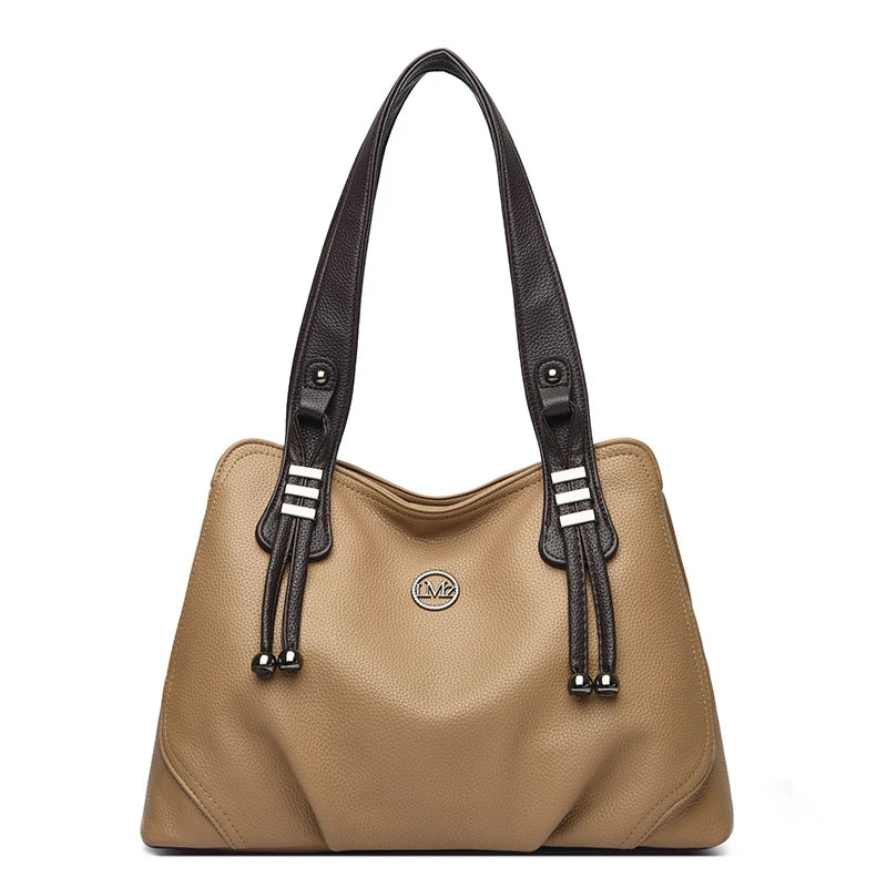 High Quality Soft Leather Handbags for Women Vintage Shoulder Tote Bag Luxury Designer Ladies Large Capacity Top-Handle Bags Sac