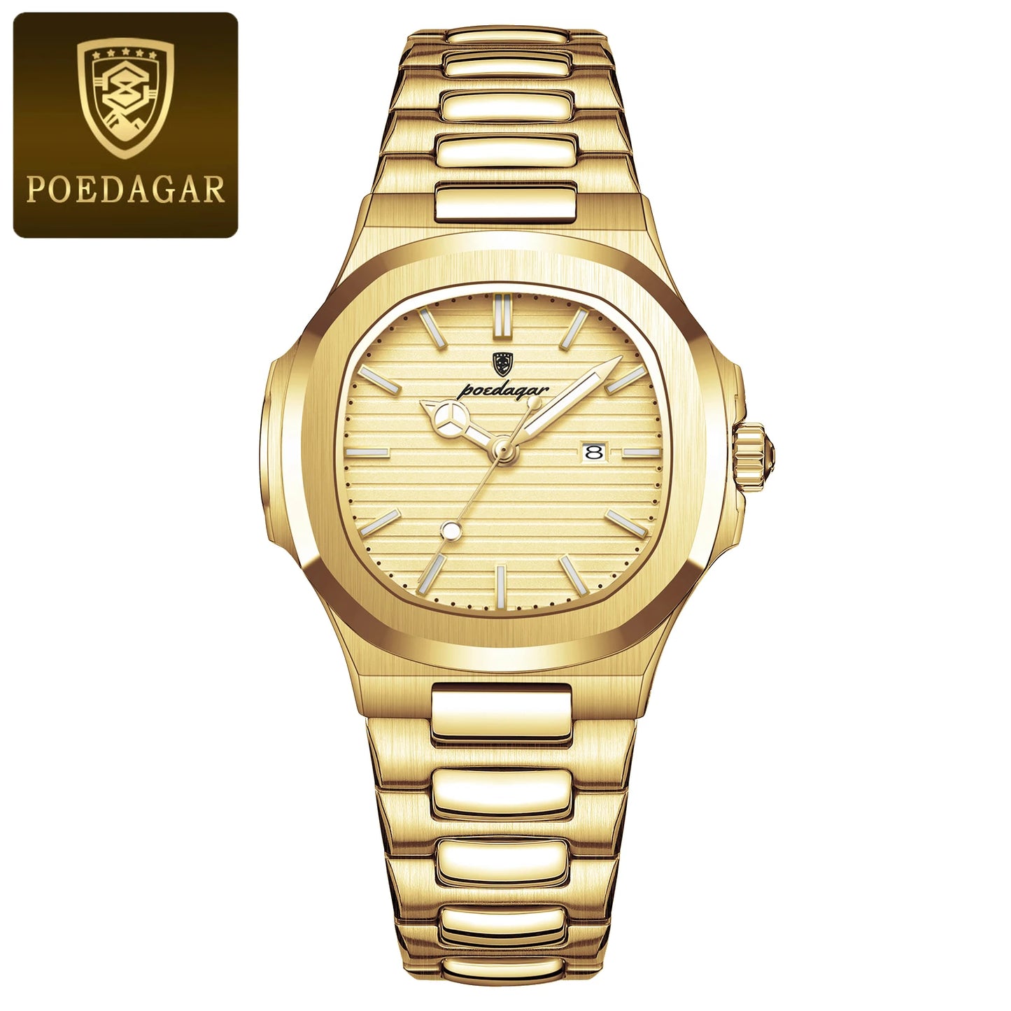 POEDAGAR Luxury Square Watch for Woman Waterproof Luminous Date Ladies Watch Stainless Steel Quartz Women's Watches Female Reloj - Qoraheyhub