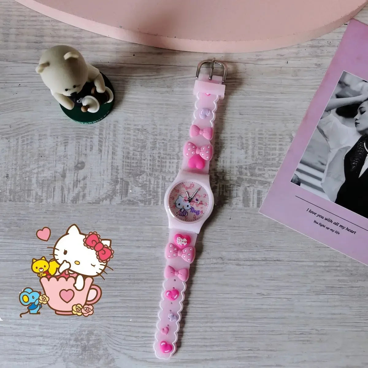 3D Pattern Children Wrist Watch Sanrio Hello Kitty Cinnamoroll Waterproof Watch Kuromi Cartoon Christmas Watchband Kids Gift - Qoraheyhub