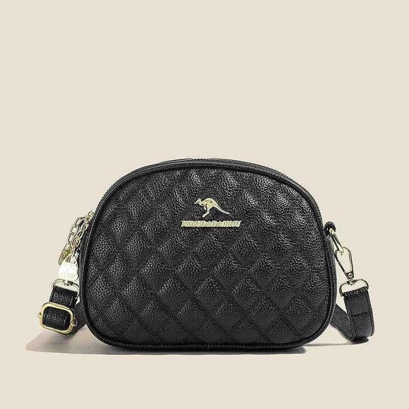 Women's Three-layer Mobile Phone Purse New Mom Crossbody Bag Versatile Diamond Grid Embroidery Thread Lightweight Shoulder Bag