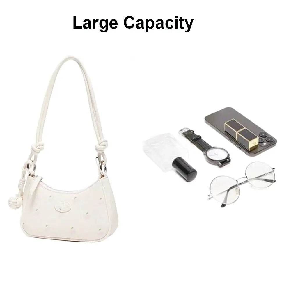 Strawberry Design Shoulder Bags 2025 New Spacious Practical Underarm Bags Versatile PU Handbags Spring Women Girl Wallets Qoraheyhub White Pink White-Pink-