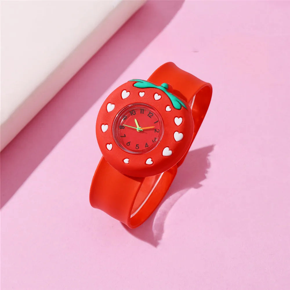 Individual Pink Red strawberry Dial Cute Style Kid Watches Children Wristwatch 2 Color - Qoraheyhub