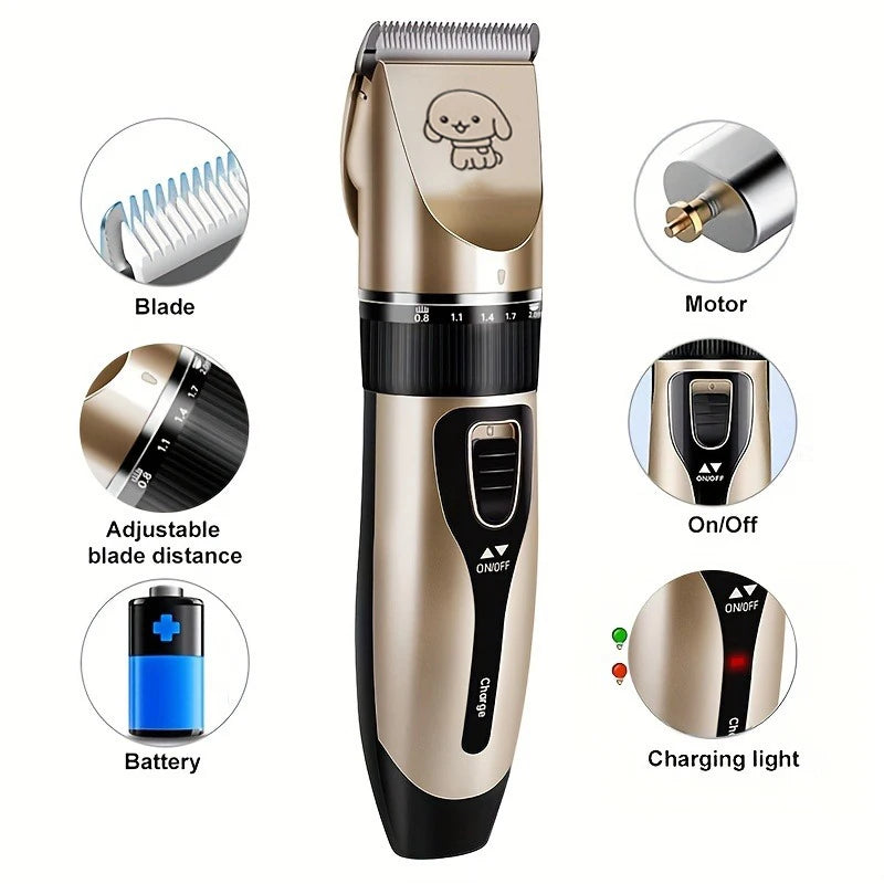 Pet Hair Trimmer Kit Electric Precision Clippers Perfect for Professional Grooming at Home, Ideal for Dogs and Cats - Qoraheyhub