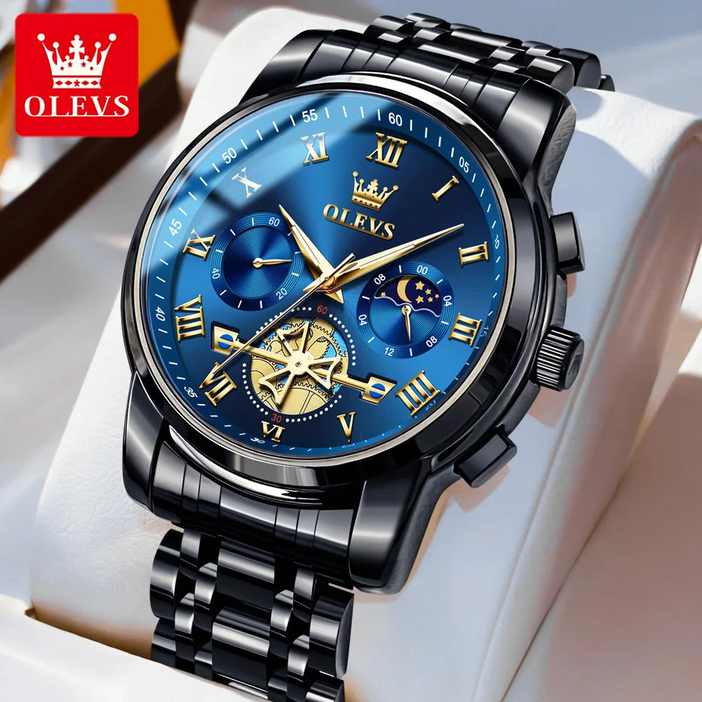 OLEVS Top Brand Men's Watches Classic Roman Scale Dial Luxury Wrist Watch for Men Original Quartz Waterproof Luminous Male Reloj - Qoraheyhub