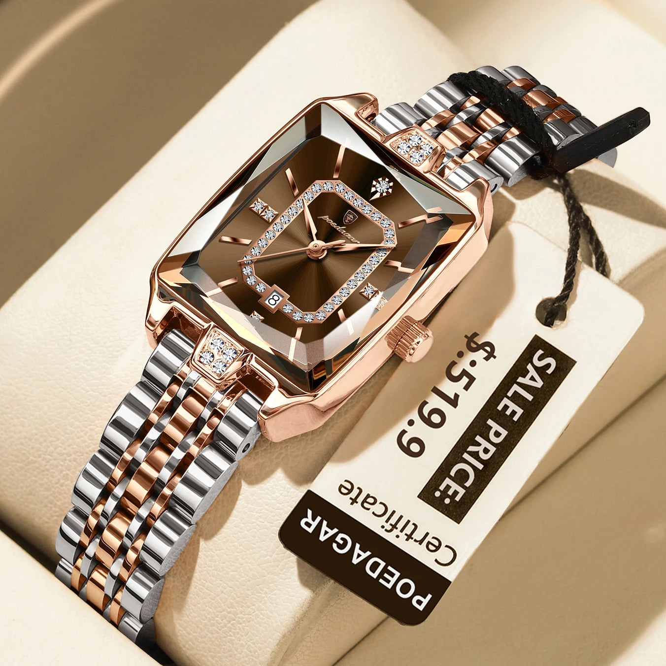 POEDAGAR Luxury Watch For Woman Elegant Waterproof Calendar Ladies Watch Rectangle Stainless Steel Quartz Women's Watches Female - Qoraheyhub