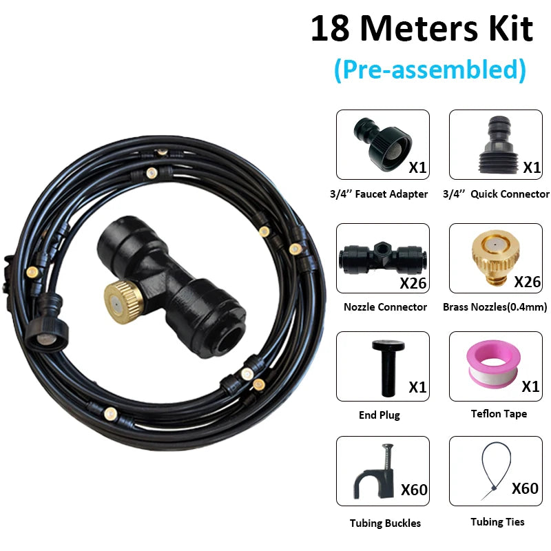 6/9/12/15/18m Outdoor Cooling Patio Misting System Fan Cooler Water Mist Gardenhouse Spray Hot fog misting system