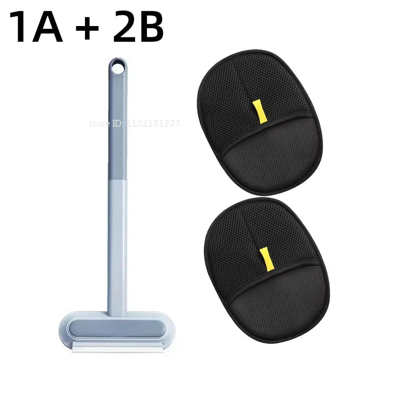 Pet Hair Removal Set Tool Reusable Static Removal Gloves Double-Sided Grooming Gloves Remove Dog Cat Fur Hair for Carpets Sofa - Qoraheyhub