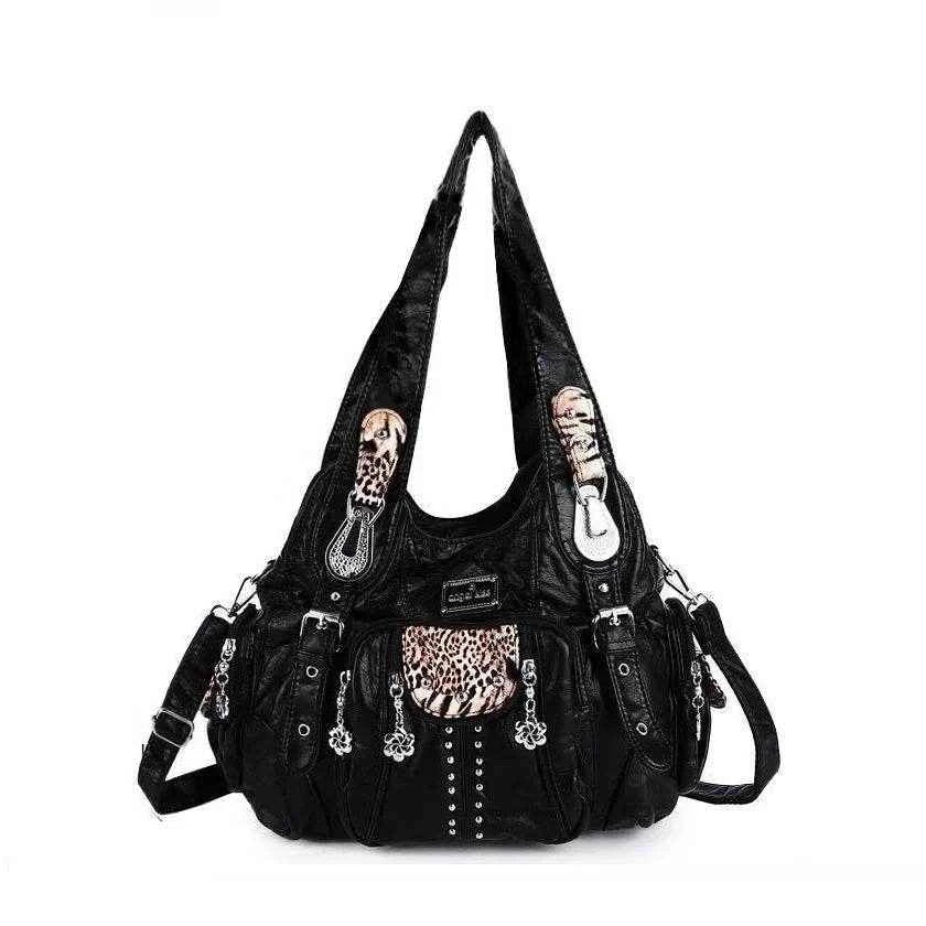 Angelkiss Women Fashion Handbags Large Shoulder Bags PU Leopard Handbag Satchel Big-capacity Shoulder Bag Phane Purse bolsa