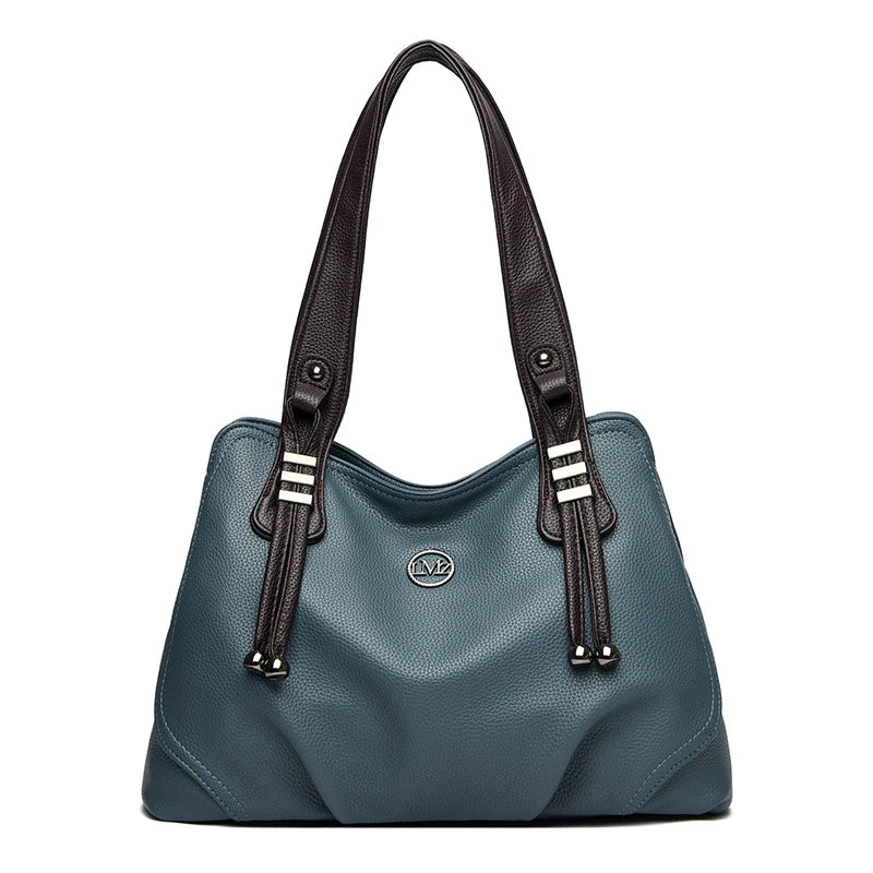 High Quality Soft Leather Handbags for Women Vintage Shoulder Tote Bag Luxury Designer Ladies Large Capacity Top-Handle Bags Sac