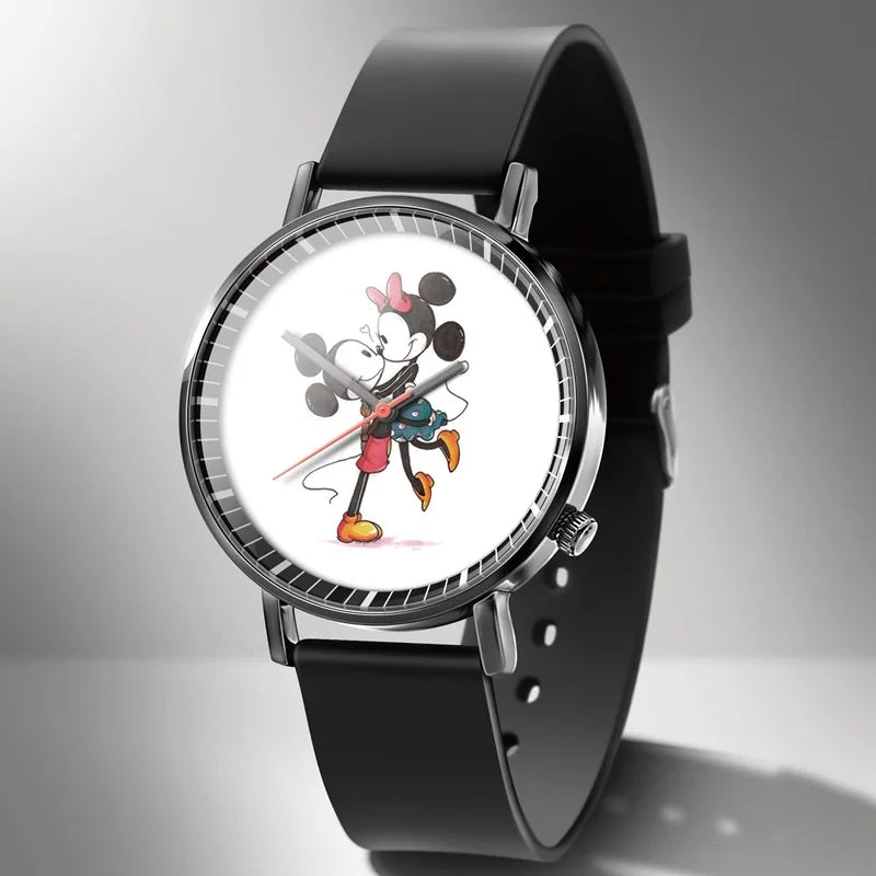 Disney Mickey Minnie Mouse Girl Boy Children's Kids Watch Women Cute Male Female Couple Wrist Watches Birthday Gifts - Qoraheyhub