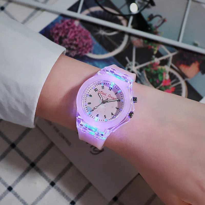 New Sport Kid Watches For Girls Boys Gift Personality Clock Easy Read Children Silicone Flash Quartz Wristwatches Reloj Infantil - Qoraheyhub