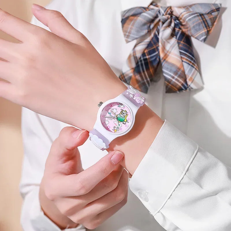 3D Pattern Children Wrist Watch Sanrio Hello Kitty Cinnamoroll Waterproof Watch Kuromi Cartoon Christmas Watchband Kids Gift - Qoraheyhub