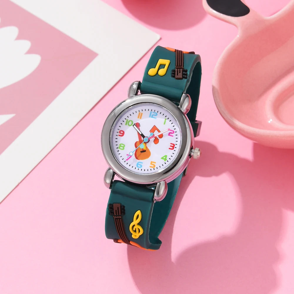 Kids Fashion Watches Cartoon Watches Pink Silicone Quartz Wristwatch Birthday Gift Girl Boy Children Study Time Girl Watch Clock - Qoraheyhub