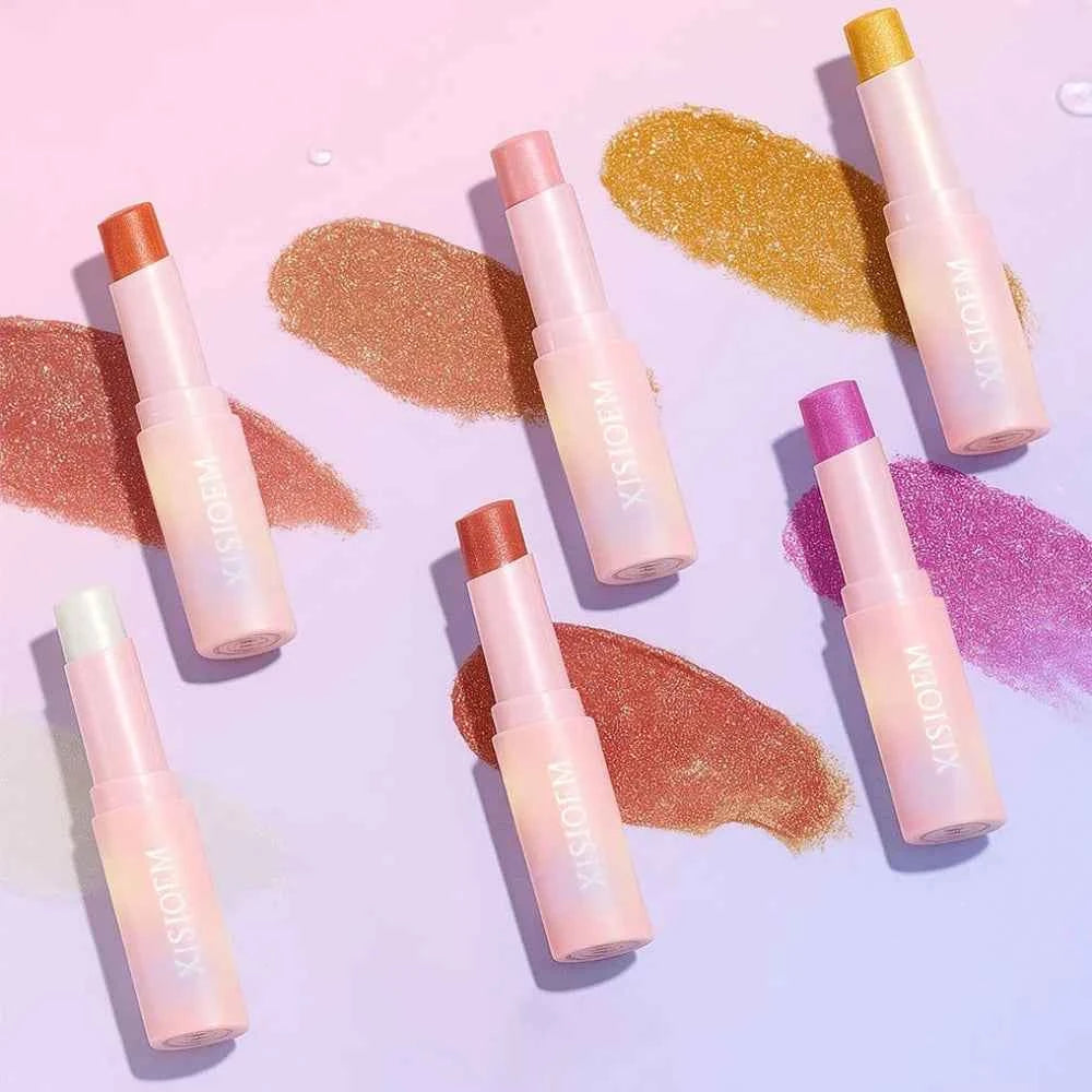 Blendable Lightweight Jelly Shimmer Highliighter Eyeshadow Stick Pearly Ultra-Sparkle Glow Crystal Jelly Glaze Blusher Stick
