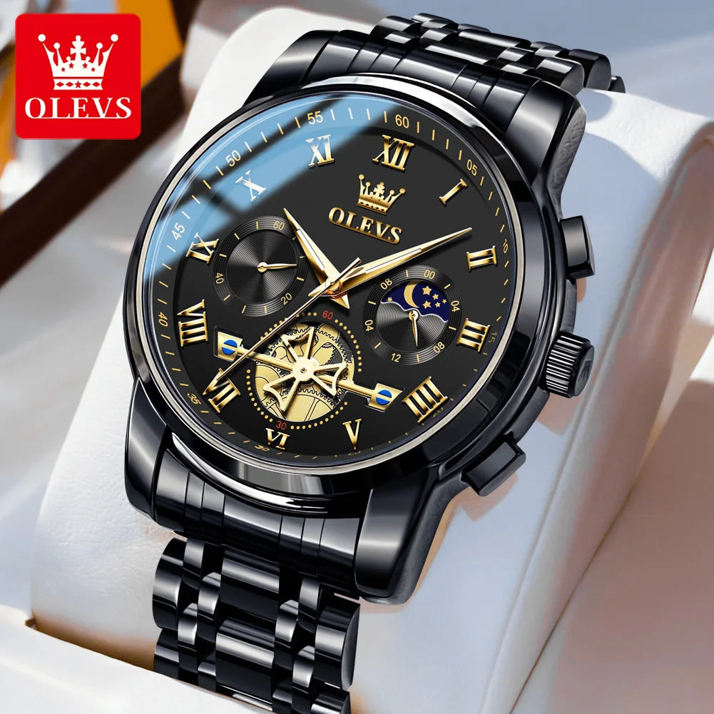 OLEVS Top Brand Men's Watches Classic Roman Scale Dial Luxury Wrist Watch for Men Original Quartz Waterproof Luminous Male Reloj - Qoraheyhub