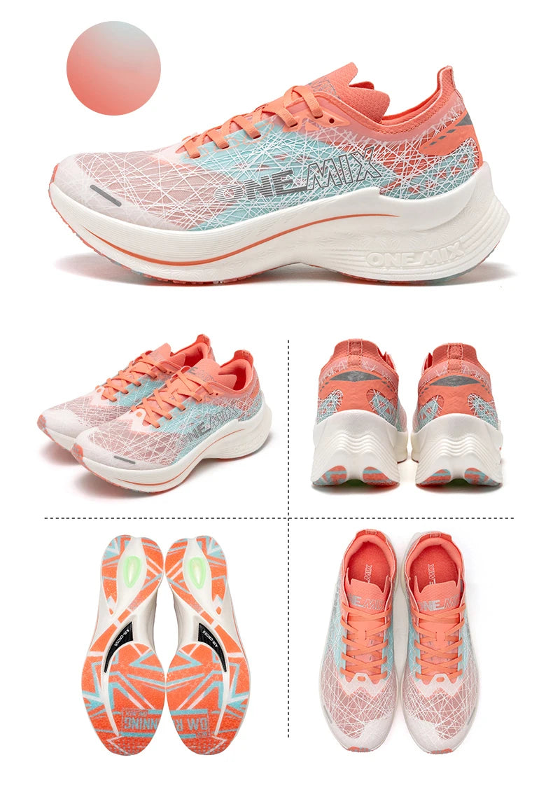 ONEMIX Carbon Plate Running Shoes for Men Shock Absorption Ultra-light Sports Shoes Rebound Outdoor Women Marathon Sneakers