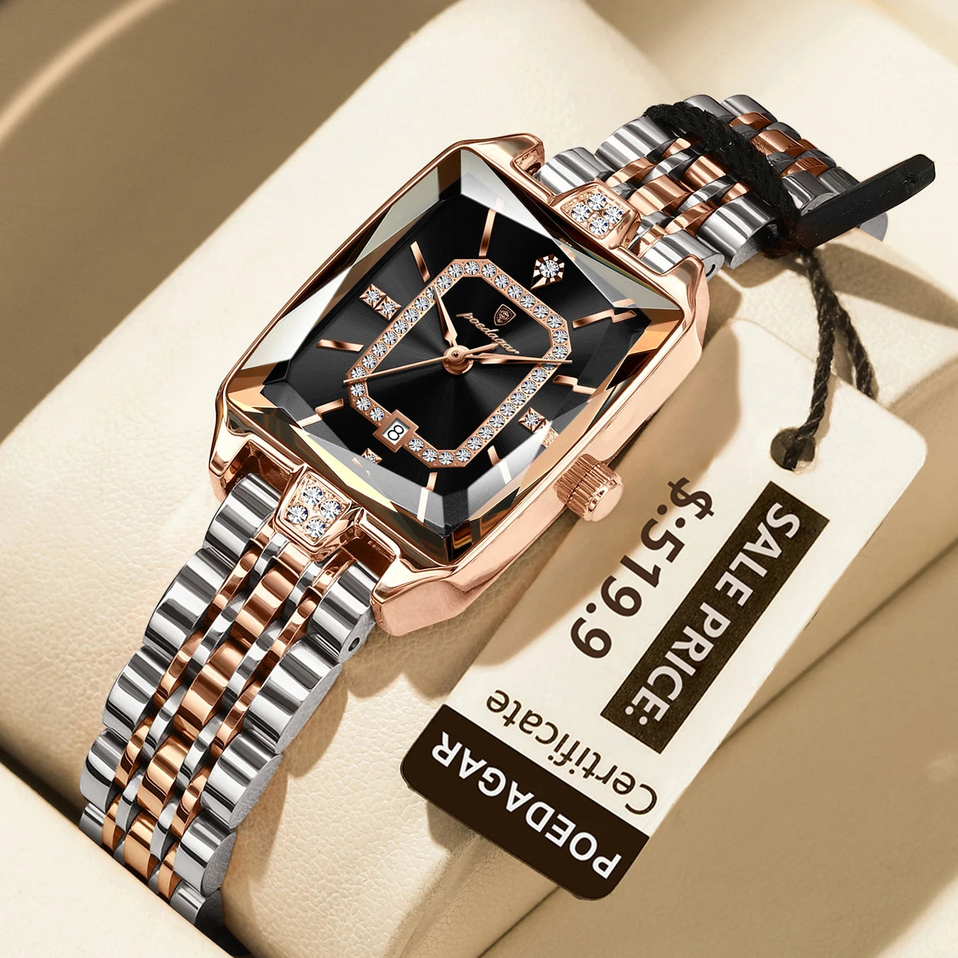 POEDAGAR Luxury Watch For Woman Elegant Waterproof Calendar Ladies Watch Rectangle Stainless Steel Quartz Women's Watches Female - Qoraheyhub