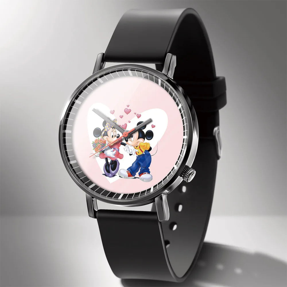 Disney Mickey Minnie Mouse Girl Boy Children's Kids Watch Women Cute Male Female Couple Wrist Watches Birthday Gifts - Qoraheyhub