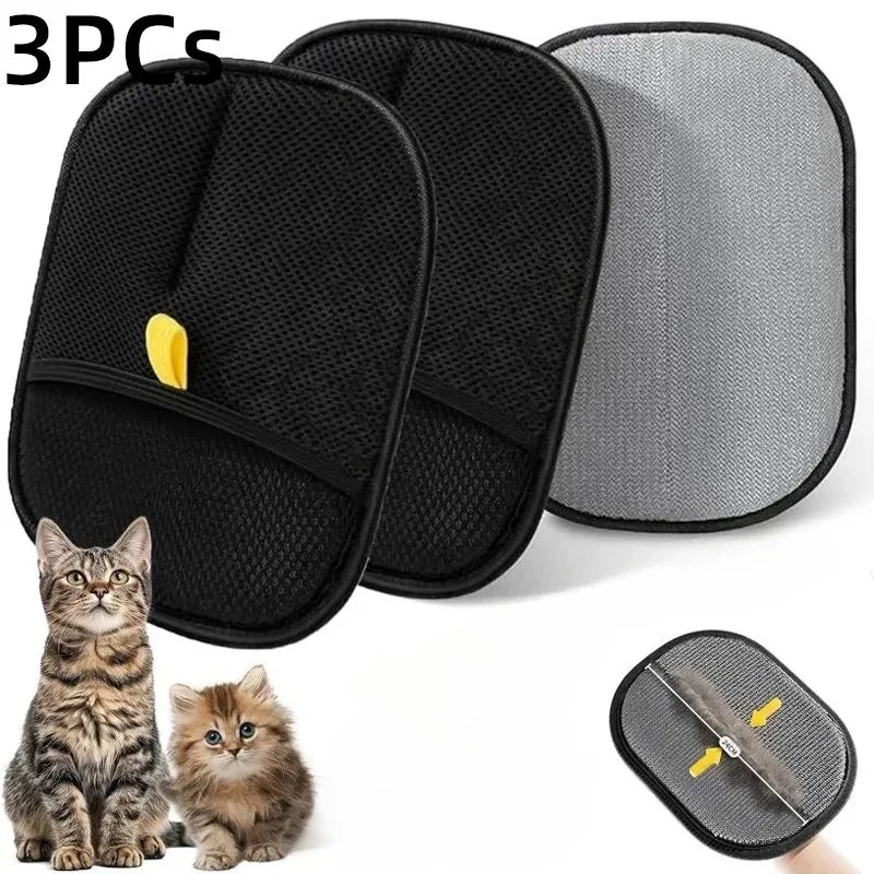 Pet Hair Removal Set Tool Reusable Static Removal Gloves Double-Sided Grooming Gloves Remove Dog Cat Hair Carpets Sofa Cleaner - Qoraheyhub