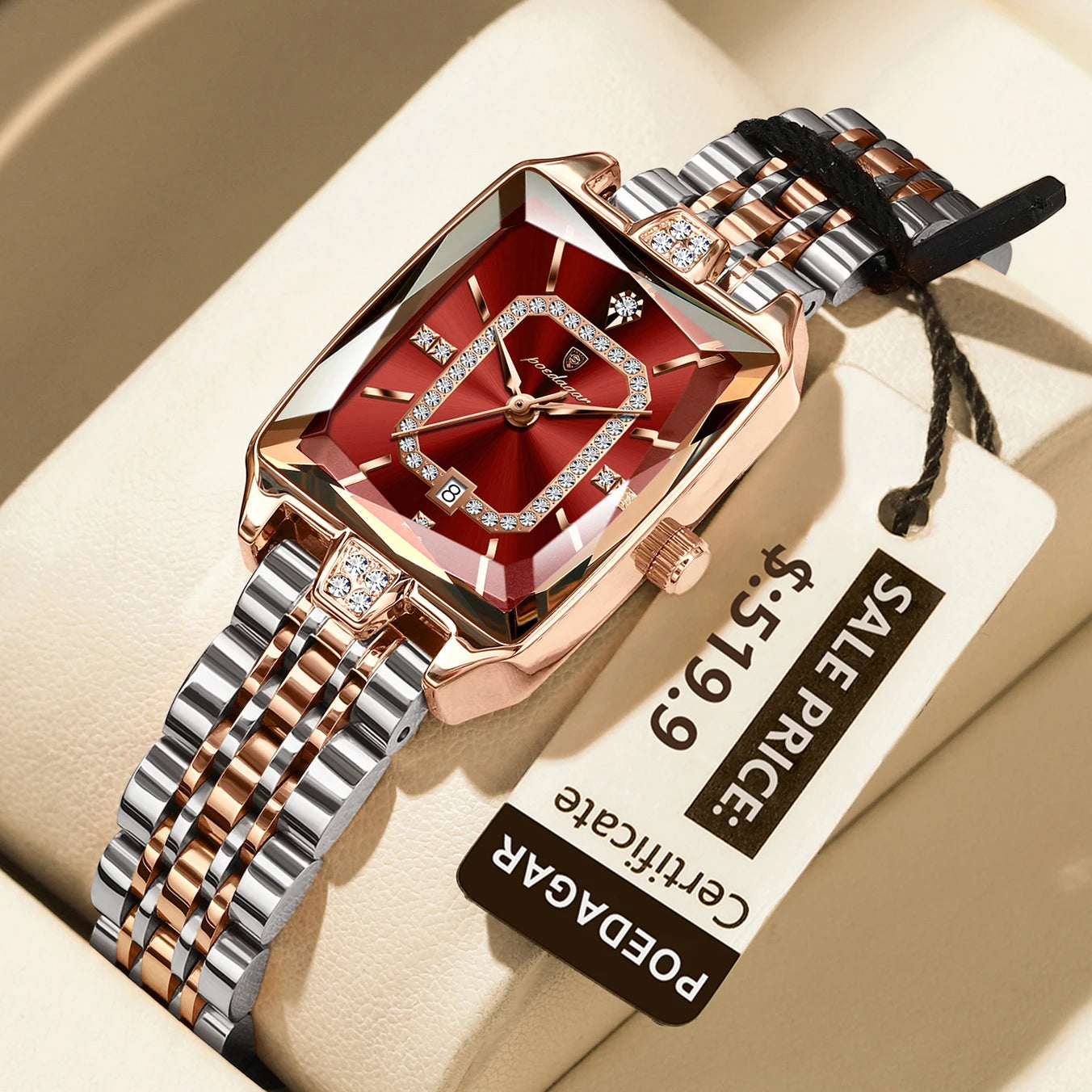 POEDAGAR Luxury Watch For Woman Elegant Waterproof Calendar Ladies Watch Rectangle Stainless Steel Quartz Women's Watches Female - Qoraheyhub
