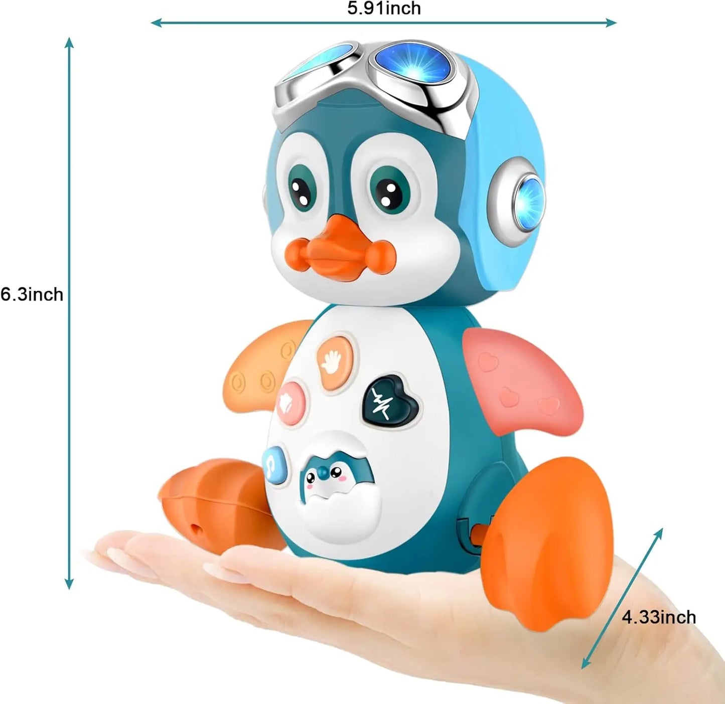 Penguin Musical Baby Crawling Toys Infant Moving Walking Dancing Toys with Light Toddler Interactive Development Tummy Time Gift - Qoraheyhub