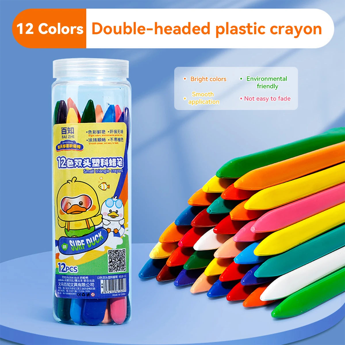 12-36 Color Kawaii Double-headed Triangle Crayon Children's Oil Painting Sticks Safe and Harmless Early Art Educational Supplies - Qoraheyhub