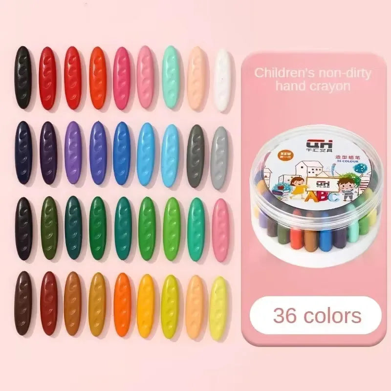 12/24/36 Colors Washable Not Dirty Hands Toddler Crayons Hole Crayons for Kids Non-Toxic Baby Crayons Coloring Art Supplies - Qoraheyhub