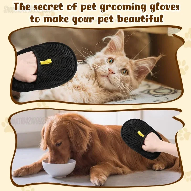 Soft Grooming Gloves Pet Hair Depilation Brushing Tools for Dog Cat Cleaning Efficient Brush Remover From Clothes Carpet - Qoraheyhub
