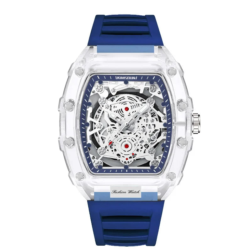 UTHAI BK134 Fashionable Men watch barrel shaped transparent waterproof quartz watch sports clock gift watches for man - Qoraheyhub